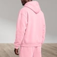 thumbnail image 4 of Men Quarter Zip Hoodie Fleece Lightweight Mens Half Zip Pullover Long Sleeve Drop Shoulder Hooded Sweatshirt Pink 3XL, 4 of 6