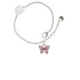 thumbnail image 2 of Delight Jewelry Silvertone Small Hot Pink & Purple Butterfly Silver-tone Rose Link Chain Bracelet, 6.25"+1.75" Extender, 2 of 4