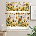 thumbnail image 2 of Sunflower Farmhouse Kitchen Curtains, Spring Summer Floral 3-Piece Kitchen Curtain Valance and Tiers Set 24 Inch Length, Vintage Bee Rod Pocket Half Window Curtains for Cafe Living Room Bathroom, 2 of 7