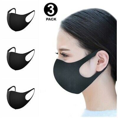 Reusable Washable Polyester Face Covering Mask Water Resistant Adults Pack 0f 3