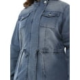thumbnail image 6 of MODA NOVA Juniors Plus Size  Stand Collar Zipper Denim Jacket Blue 1X, 6 of 6