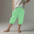 thumbnail image 2 of tarylea Boys Girls Cotton Linen Capri Pants Drawstring High Waisted Capris Knee Length Cropped Summer Pants, 2 of 7