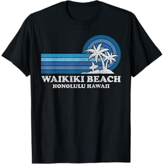 Waikiki Beach Honolulu Hawaii Family Summer Vacation Vintage T-Shirt