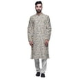 thumbnail image 1 of Atasi Printed Mens Kurta & White Churidar Pyjama Set Mandarin Neck Ethnic Wear, 1 of 1