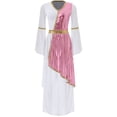 thumbnail image 5 of Vestido Toga de belleza griega romana para mujer, vestido metálico brillante con revestimiento dorado, vestido de fiesta temático Vintage, disfraz de Cosplay de Halloween, 5 of 5