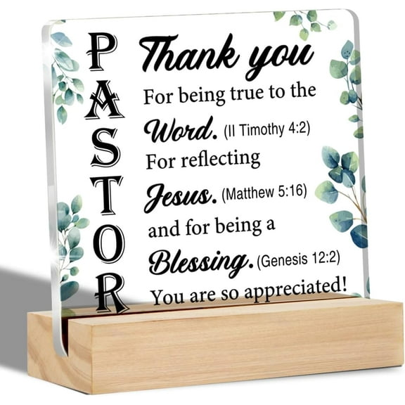 Pastor Gifts for Men, Thank You Gifts for Pastor Clear Desk Sign Pastor Religious Christian Acrylic Sign Table Plaque Sign Keepsake Gift 4x4 Inch