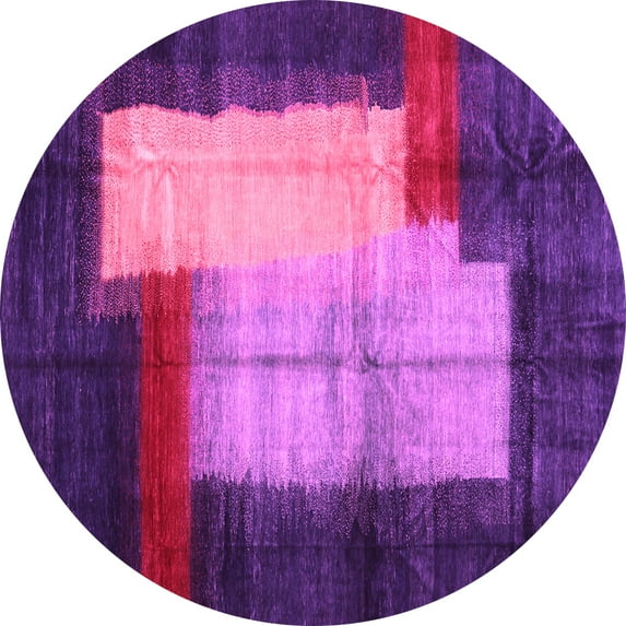 Ahgly Company Indoor Round Abstract Pink Contemporary Area Rugs, 8' Round