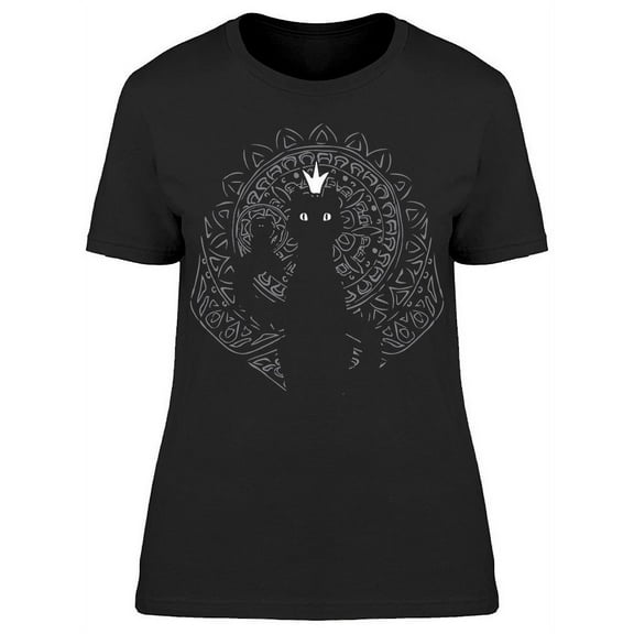 Royal Cat Silhouette Mandala T-Shirt Women -Image by Shutterstock, Female x-Large