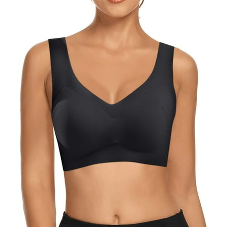 

Eashery Sport Bras for Women No Steel Ring Breathable Tummy Control Underwear Black M
