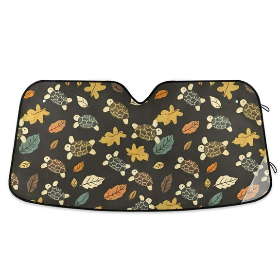 Turtle and Leaf Car Windshield Sun Shade Foldable Car Front Window Visor Heat and UV Protection 53x23.5