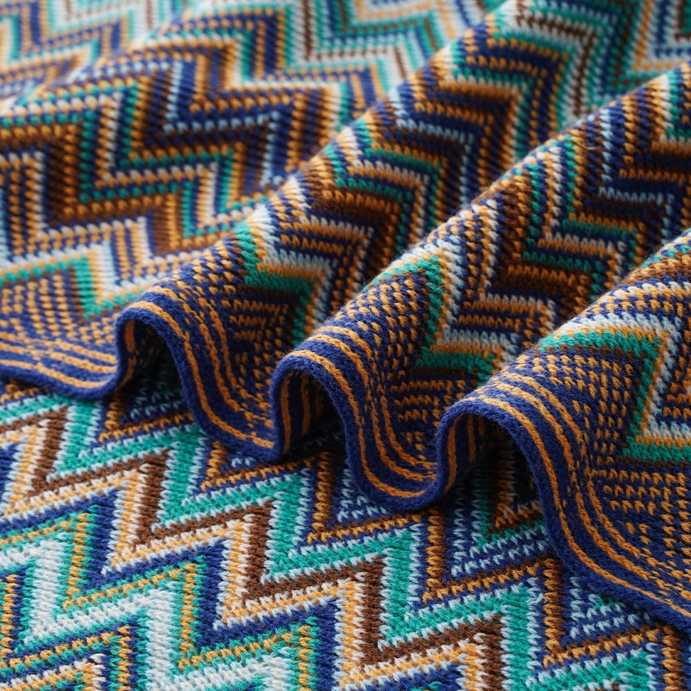 Battilo Blue Boho Throw Blanket,Cozy Knit Teal Blanket with Tassel,Lightweight Afghan Blanket, 50"x60"