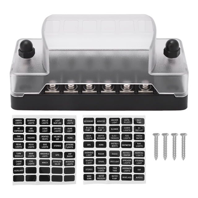 Lame Fusible Bloc 6 Façon Imperméable à l'Eau Couvercle Transparent PC Porte-Fusible pour 12V 24V Car Ship