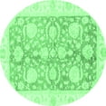 thumbnail image 1 of Ahgly Company Indoor Round Oriental Emerald Green Traditional Area Rugs, 4' Round, 1 of 4