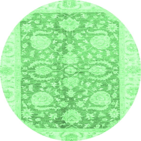 Ahgly Company Indoor Round Oriental Emerald Green Traditional Area Rugs, 4' Round