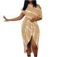 thumbnail image 1 of Women's Off Shoulder Striped Summer Dress Casual Short Sleeve Polyester Fashion Printed for Vacation Work Home Spring Lightweight Comfortable, 1 of 8