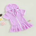 thumbnail image 3 of Robe de Plage à Capuchon pour Filles, Cache-Maillot de Bain pour Piscine, Peignoir en Éponge, Serviette, Robe de Plage, Tout-Petit Bébé pour Maillots de Bain, 3 of 7
