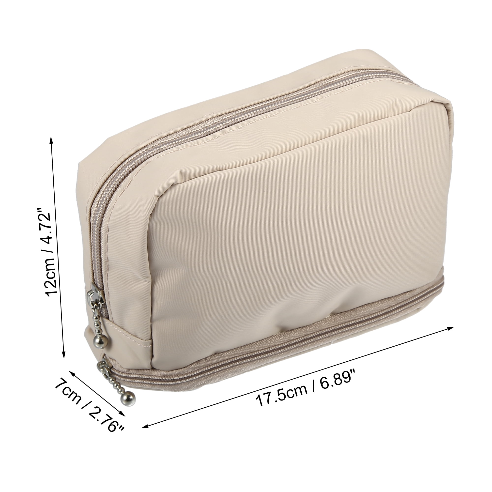 Unique Bargains Floral Makeup Bag Zipper Flower Cosmetic Pouch Beige