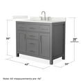 thumbnail image 4 of Beckett 42" Dark Gray Single Vanity & Giotto Quartz Top (3-Hole) & Nickel Trim, 4 of 5