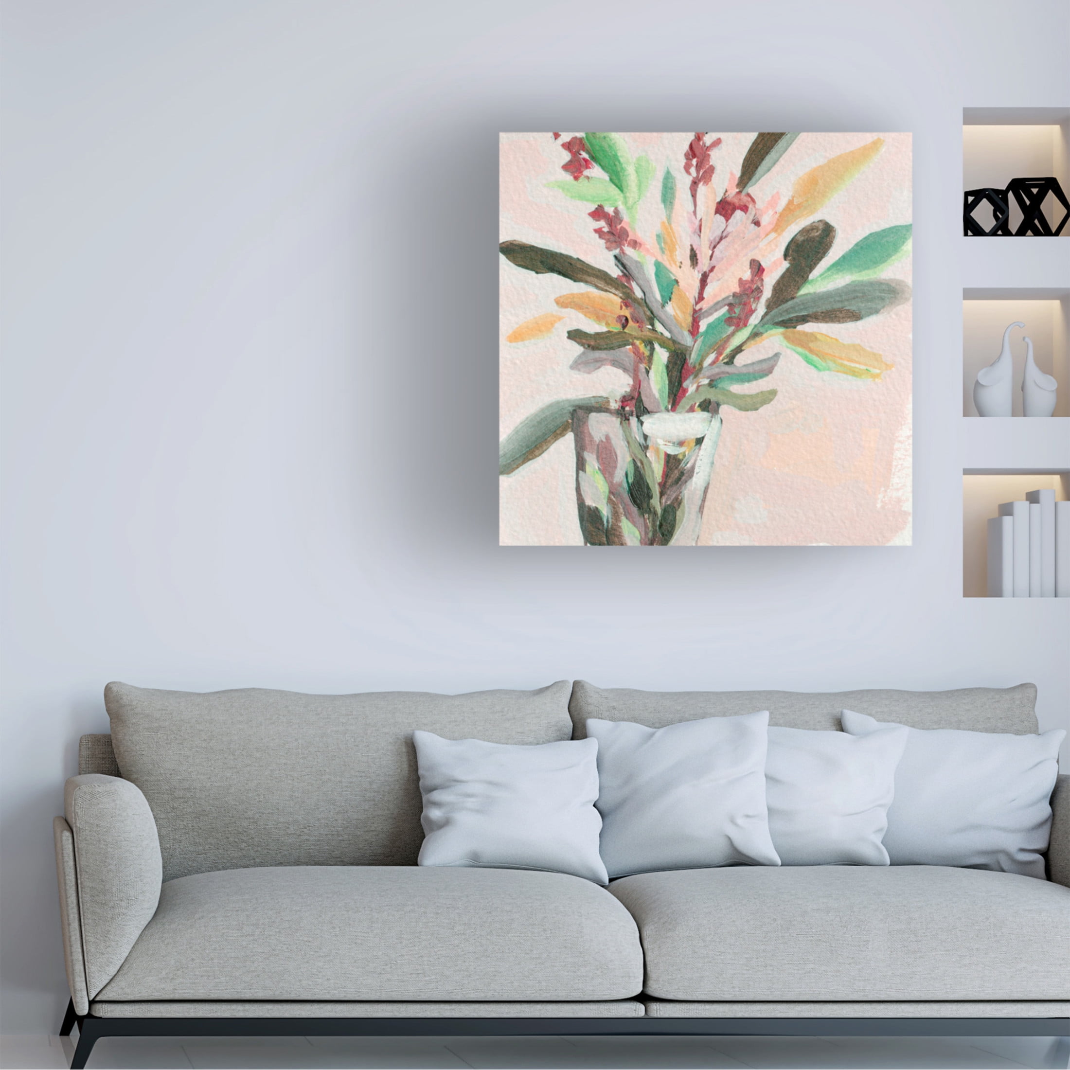 Canvas Wall Art - Melissa Wang 'Glass Bouquet I' Wall Art for Living Room, Bedroom, or Office Décor by Trademark Fine Art - 14 x 14 Inches