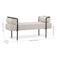 thumbnail image 4 of Bouclair Oatmeal Fabric and Black Metal Bench, 4 of 7
