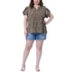 thumbnail image 2 of Blusas de verano de talla grande para mujer Agnes Orinda, con cuello en V, flores, mangas cortas, estilo tulipán, 3X, negro, 2 of 6