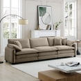 thumbnail image 2 of CoSoTower Mid-Century Modern 3-Seater Sectional Sofa with 2 Arm Pillows and 3 Throw Pillows,Tan Corduroy Fabric, 2 of 9