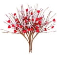 thumbnail image 1 of Tallos de bayas artificiales, ambiente festivo romántico para la decoración del día de San Valentín, púas de bayas en forma de corazón para bodas, decoración fácil de combinar (6 piezas), 1 of 7