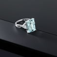 thumbnail image 4 of Gem Stone King 10K White Gold Sky Blue Topaz and Lab Grown Diamond Engagement Ring for Women | 9.79 Cttw | Emerald Cut 14X10MM | Gemstone November Birthstone | Size 5, 4 of 5