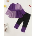 thumbnail image 4 of Toddler Baby Girls Clothes 2-3T Girls Fall Winter Outfits Girls Long Sleeve Color-blocked Top Pants 2PCS Set Purple, 4 of 5