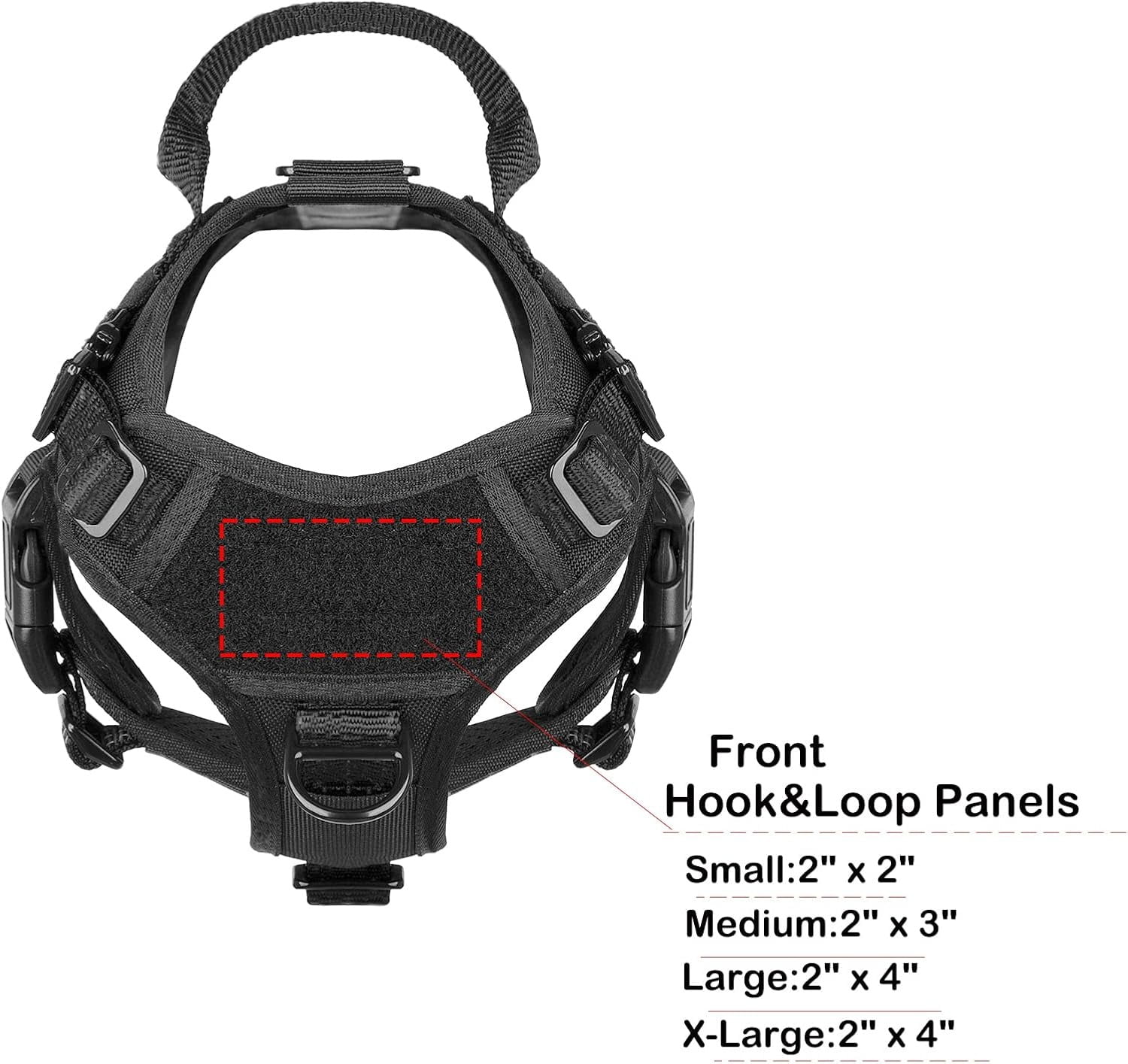 Dog Harness,Medium Size,2X Metal Buckle,Working Dog with Velcro your tag easily and Vest with Handle,No Pulling Front Leash Clip,Hook and Loop Panel Adjustable Elastic Wearing Quickly