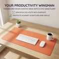 thumbnail image 2 of FTC PU Leather Desk Pad, 31.5 x 15.75 in, XL Non-Slip Flannelette Base with Stitched Edges, Orange, 2 of 16