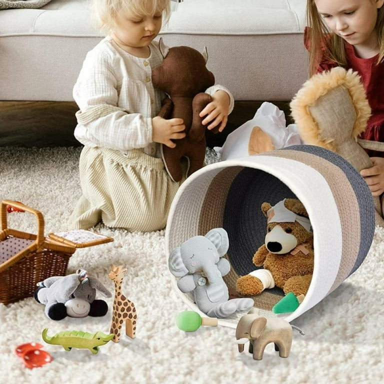 Large Cotton Rope Basket Woven Baby Laundry Blanket Basket Toy Basket with Handle Storage Comforter Cushions Thread Laundry Hamper