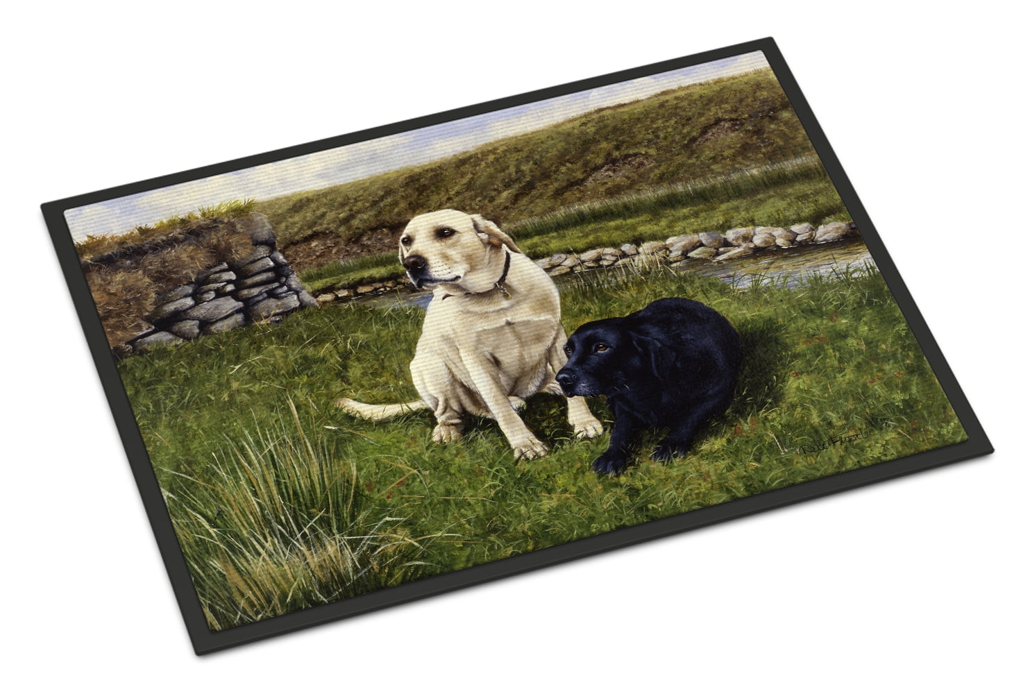 Yellow and Black Labradors Doormat by Caroline's Treasures