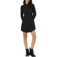 thumbnail image 5 of INSPIRE CHIC Women's Roll Up Sleeve Belted Button Up Collared Shirt Dress XS Black, 5 of 6