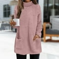 thumbnail image 6 of Otntypg Fuzzy Sherpa Sweatshirts for Women Trendy Fall Winter Fleece Thick Warm Long Sleeve Turtleneck Pullover Tops Loose Comfy Loungewear Coat with Pockets Pink XXL, 6 of 9
