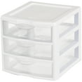 thumbnail image 4 of Sterilite, 3 Drawer Clear Storage Bin, Desktop Drawer Storage Container, White, 4 of 5