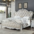 thumbnail image 2 of Furniture of America Rosa Wood Tufted Headboard California King Bed in White, 2 of 4