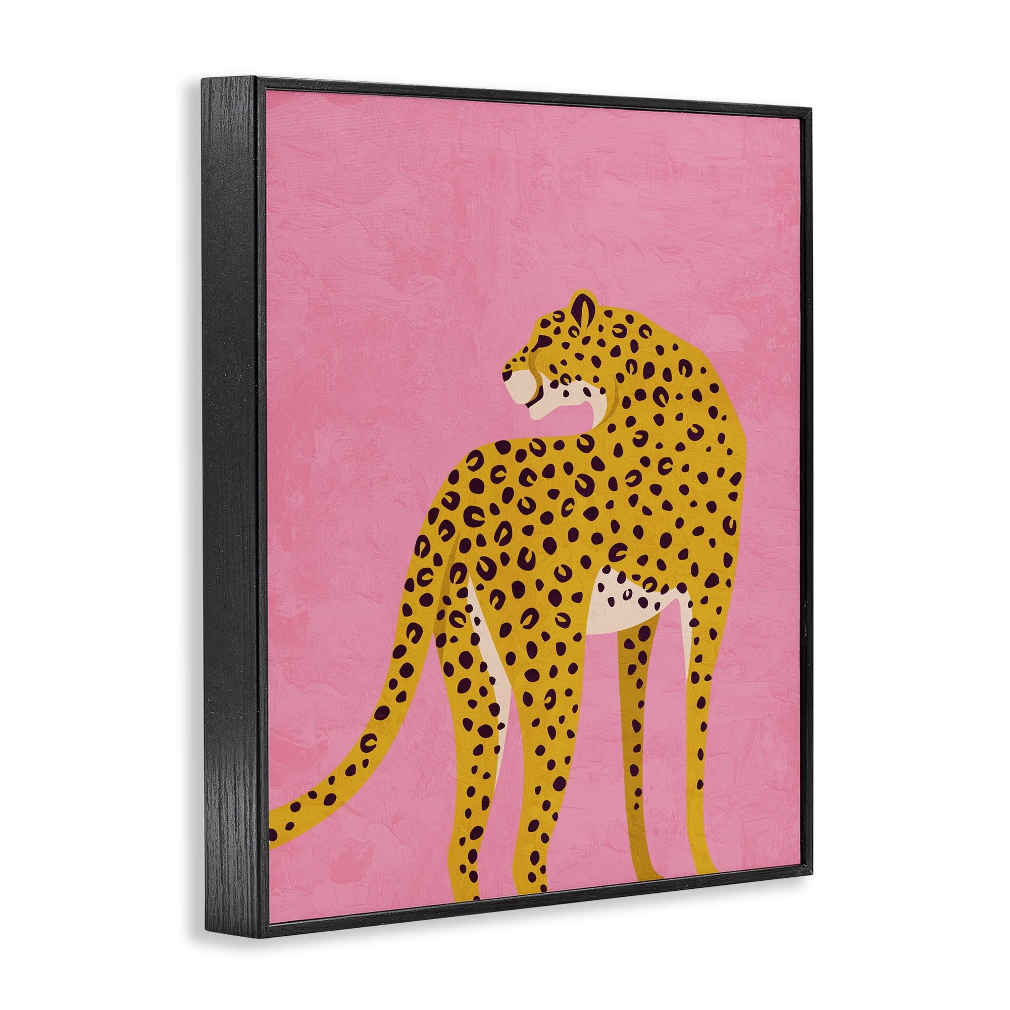 Stupell Industries Leopard on Pink Serenade Black Framed Giclee Art, design by Kim Allen