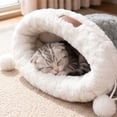 thumbnail image 6 of Winter Warm Plush Cat Sleeping Bag, 360° Wrap Cat Cave Bed Snuggle Sack, 2-in-1 Soft Fluffy Cat Hideaway Nest with Play Ball, Cozy Pet Bed for Indoor Cats, Kittens, 6 of 6