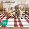 thumbnail image 4 of ODIKA 8'x10' Washable Area Rug Non-Shedding, Easy Care, Tartan Grid Motif Border Welcome Lettering Farmhouse Gingham Plaid Flowing for King Size Bedroom Under Bed, Master Suite, 4 of 7