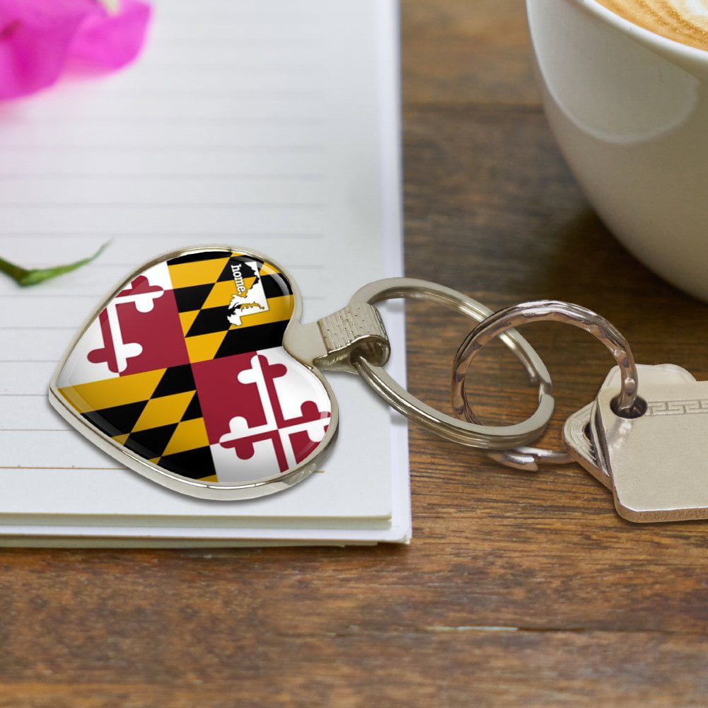 Maryland MD State Flag Metal Key Ring DOMED IMAGE made in USA 