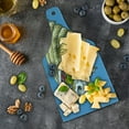 thumbnail image 4 of Tribal Cutting Board, Dead Skull with Feathers Tattoo Folk Aztec Pattern, Decorative Tempered Glass Cutting and Serving Board, Wine Bottle Shape, Violet Blue Cream Pearl, by Ambesonne, 4 of 4