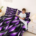 thumbnail image 4 of Manfei Black Purple Queen Sheets, Gradient Wave Striped Queen Sheet Sets, Black Reversible 4 Pieces1 Flat Sheet + 1 Fitted Sheet + 2 Pillowcases, 4 of 6