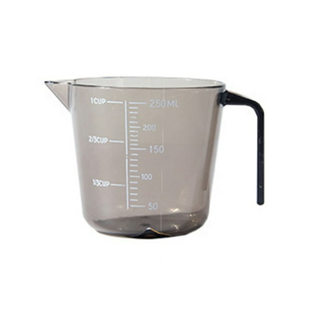 1 taza medidora transparente con báscula, asa portátil y boquilla para cocina, ideal para casa, restaurante, hotel (marrón, 250 ml)