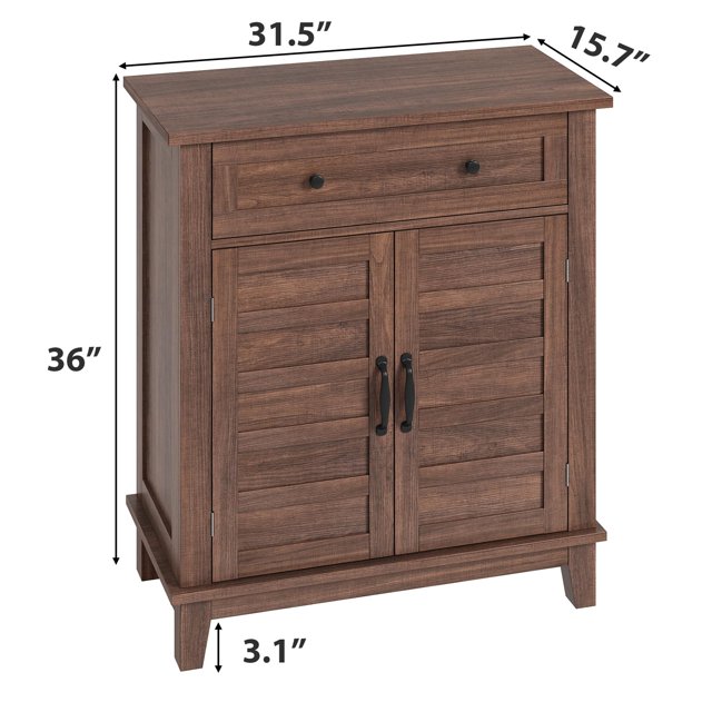 3-Tiers Farmhouse Storage Cabine , Adjustable Shelf with 7 Gears, Rustic Kitchen & Dining Room Organizer