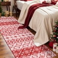 thumbnail image 4 of BERTHMEER 2'X8' Christmas Runner Rug for Indoor Hallway Entrance Entryway Hallway Kitchen Low Pile Soft Washable Non-slip Rug,Snowflake Red and White, 4 of 7