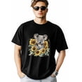 thumbnail image 2 of Camisetas para hombre, camisetas de manga corta con estampado de koala y girasol, camisetas de cuello redondo, camisetas informales holgadas para adolescentes y niños., 2 of 8