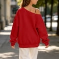 thumbnail image 6 of Atogsazn Kids Girls Off Shoulder Sweatshirt Childrens Casual Loose Long Sleeve Pullover Tops Fall Winter Sweater Red 5-6 Years Fashion, 6 of 8