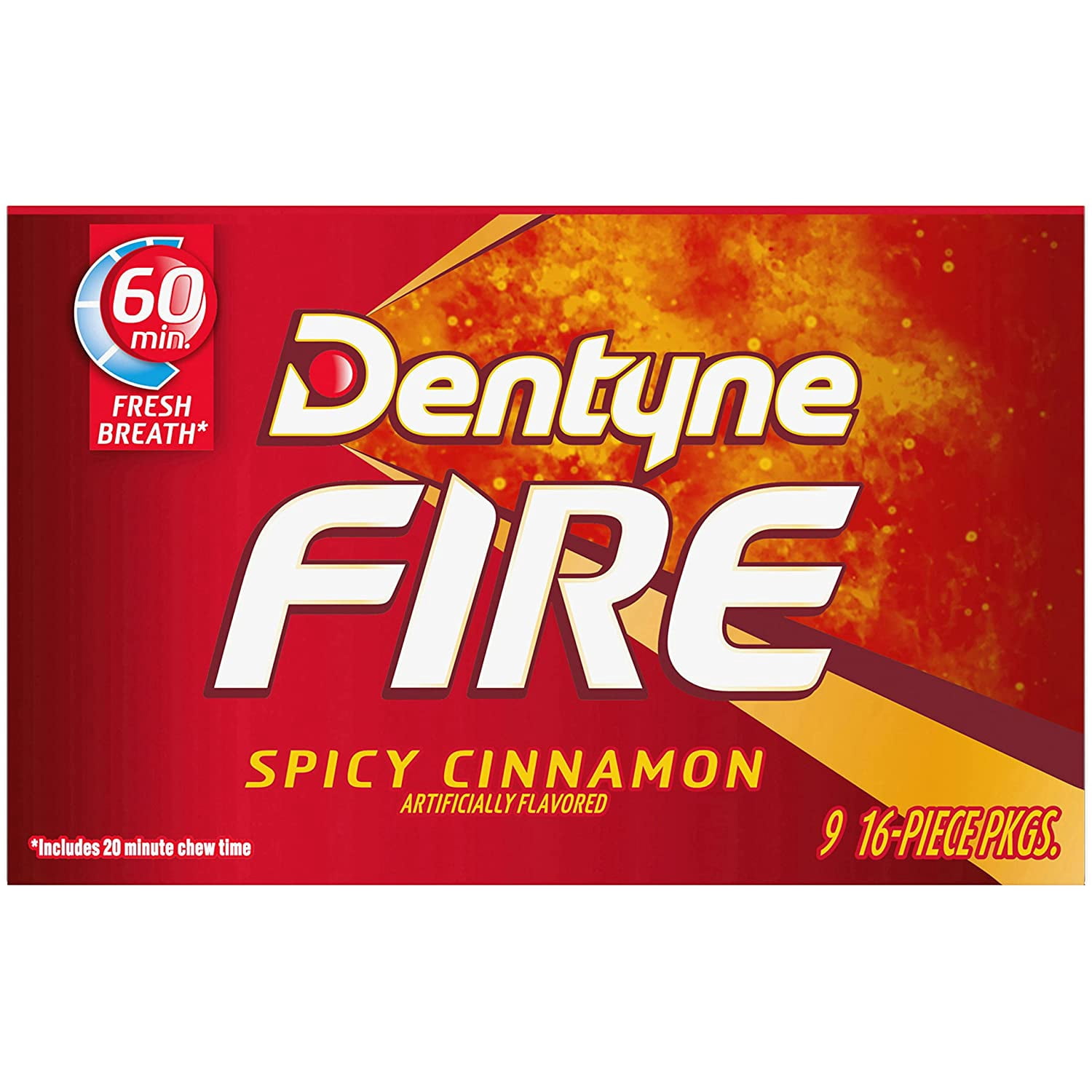 Dentyne Ice Spicy Cinnamon Sugar Free Gum, 16 Piece Count Pack of 9 (144 Total Pieces) 2 Pack Boxes Bundle Double Up and Save