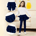 thumbnail image 2 of Favoffer Girls 2-in-1 Skort Elastic Waist Stretchy Skirt-Pants Uniform Solid Color Ruffle Tutu Pants Leggings for Daily School Party 3-14Y, 2 of 6